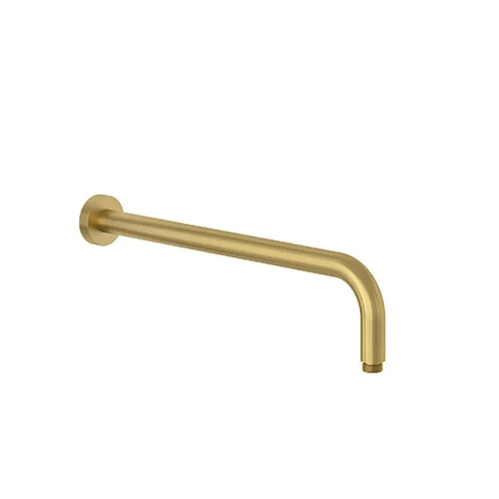 Wandarm aus Metall in gebürstetem Gold von Kludi, mit einer leichten Biegung am Ende, ideal für die Montage einer Brause.